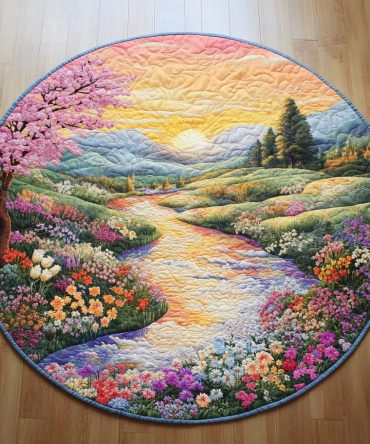 Serene River Valley Quilted Round Mat