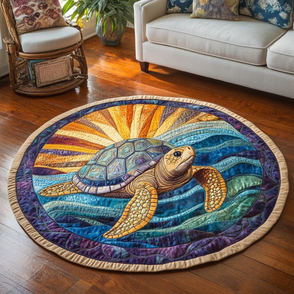 Serene Shell Quilted Round Mat