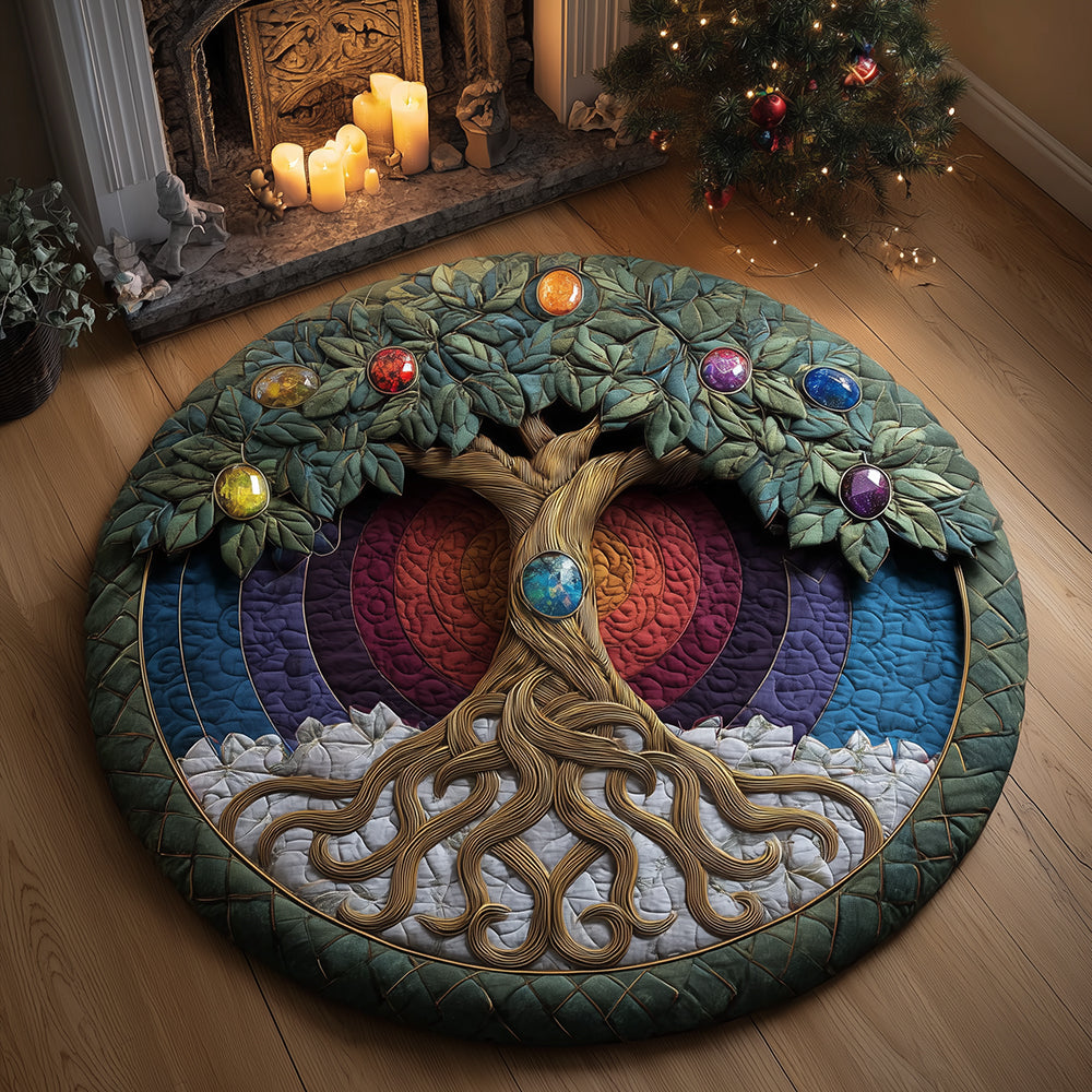 Seven Chakra Bloom Quilted Round Mat