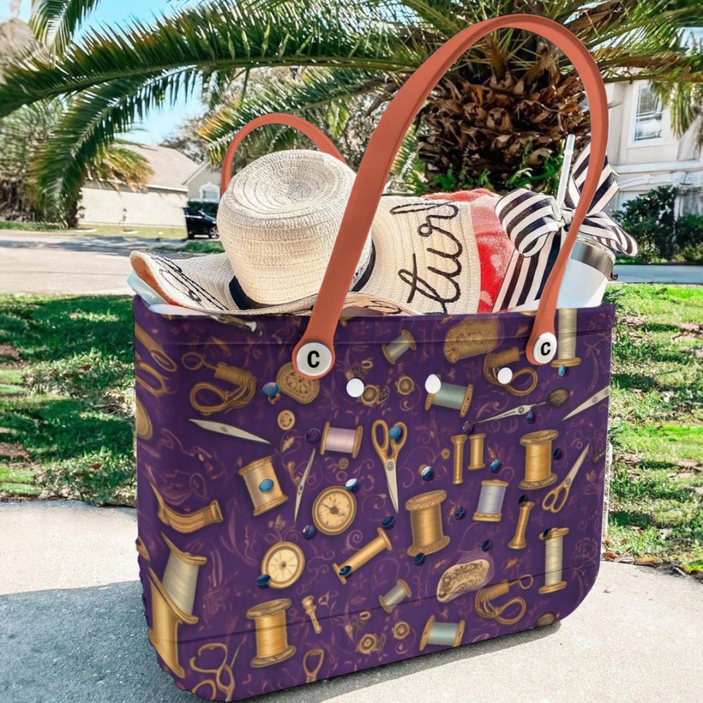 Stylish Sewing-Themed Tote Bag - Perfect For Crafters & Quilters - Durable & Spacious Design - Image 4