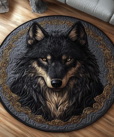 Shadow Wolf Quilted Round Mat