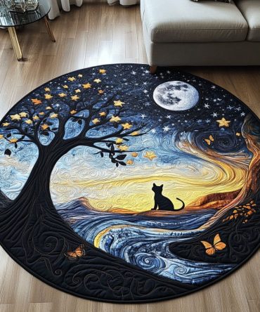 Shadowed Paws Quilted Round Mat