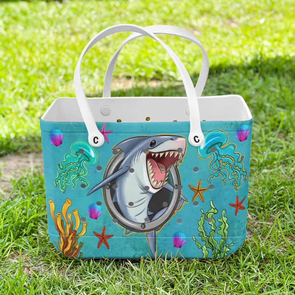 Fun Shark Beach Tote Bag - Waterproof, Vibrant Ocean Design For Kids & Adults - Image 2
