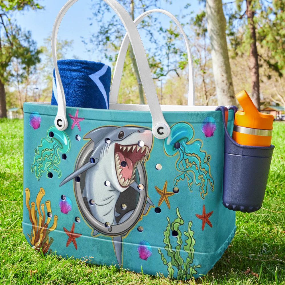 Fun Shark Beach Tote Bag - Waterproof, Vibrant Ocean Design For Kids & Adults - Image 3
