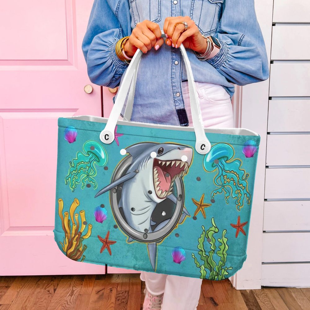 Fun Shark Beach Tote Bag - Waterproof, Vibrant Ocean Design For Kids & Adults - Image 5