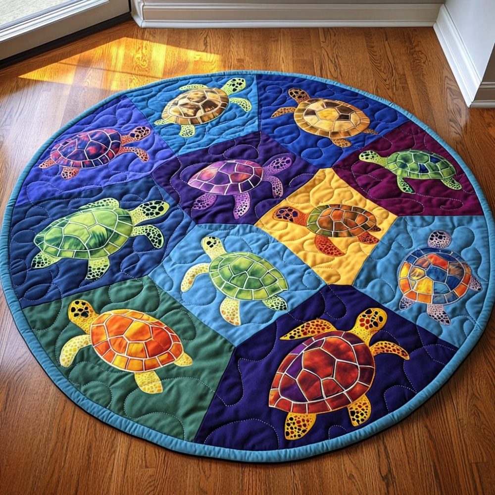 Shelled Tranquility Quilted Round Mat