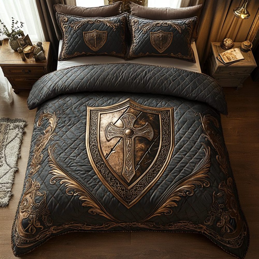 Shield Of Valor 3-Piece Quilted Bedding Set
