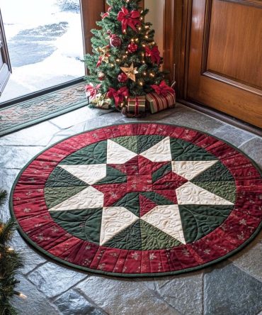 Shining Star Patch Quilted Round Mat