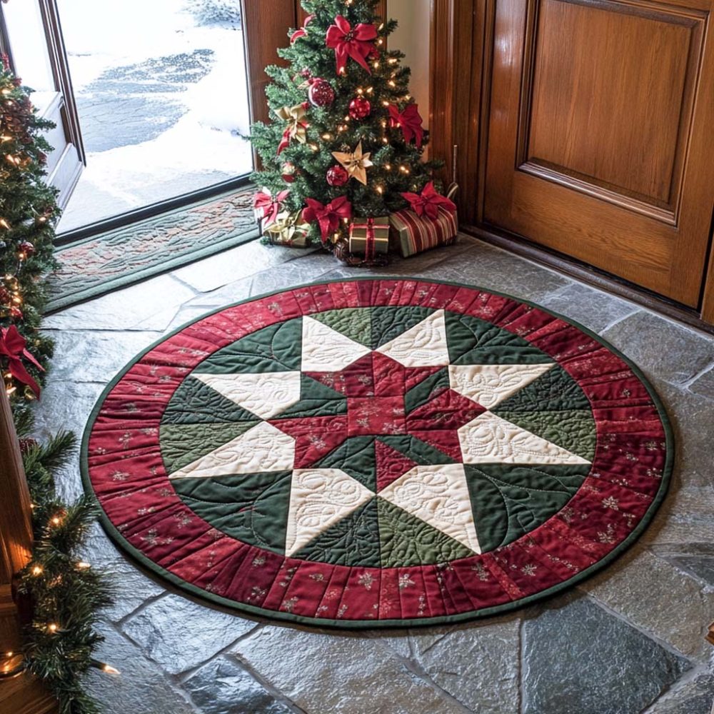 Shining Star Patch Quilted Round Mat