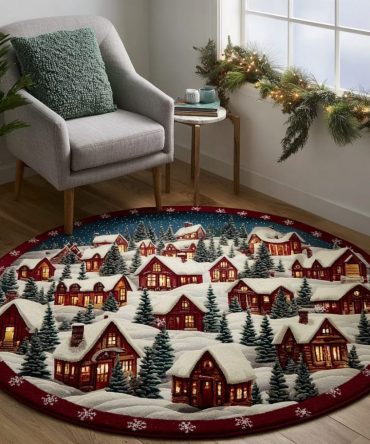 Silent Cabin Quilted Round Mat