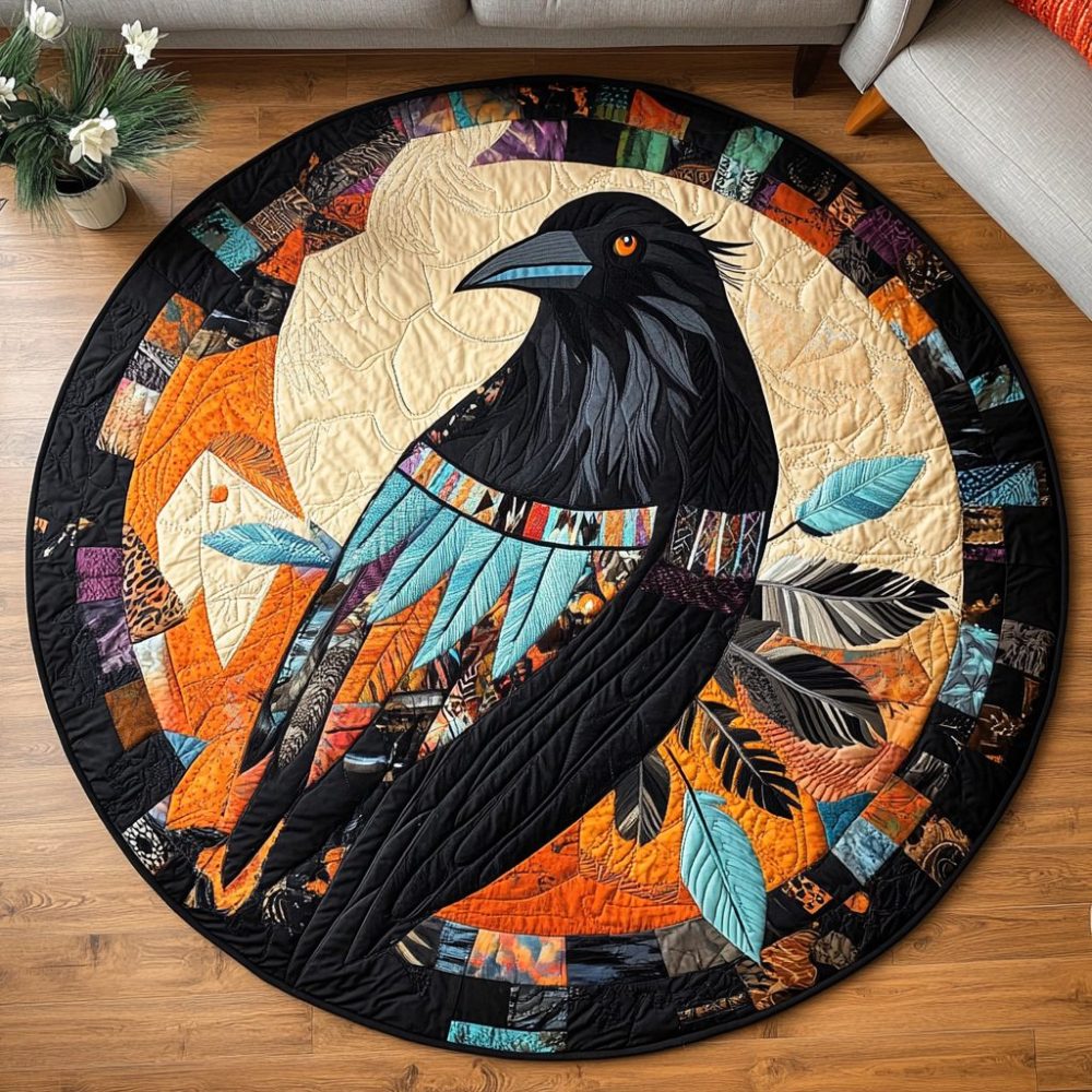 Silent Crow Quilted Round Mat