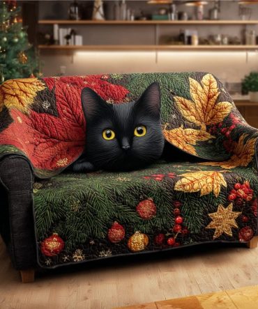 Silent Night Cat Quilted Sofa Cover