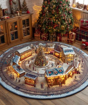 Silent Snow Path Quilted Round Mat