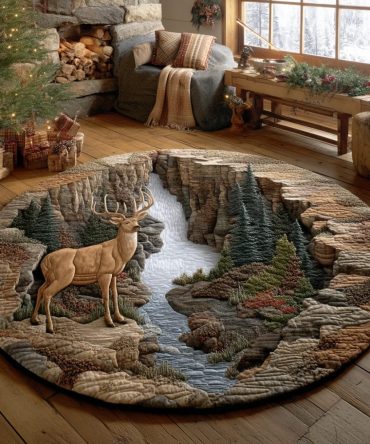 Silent Stag Quilted Round Mat