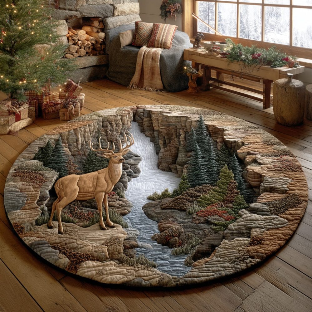 Silent Stag Quilted Round Mat