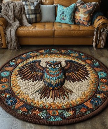 Silent Watcher Quilted Round Mat