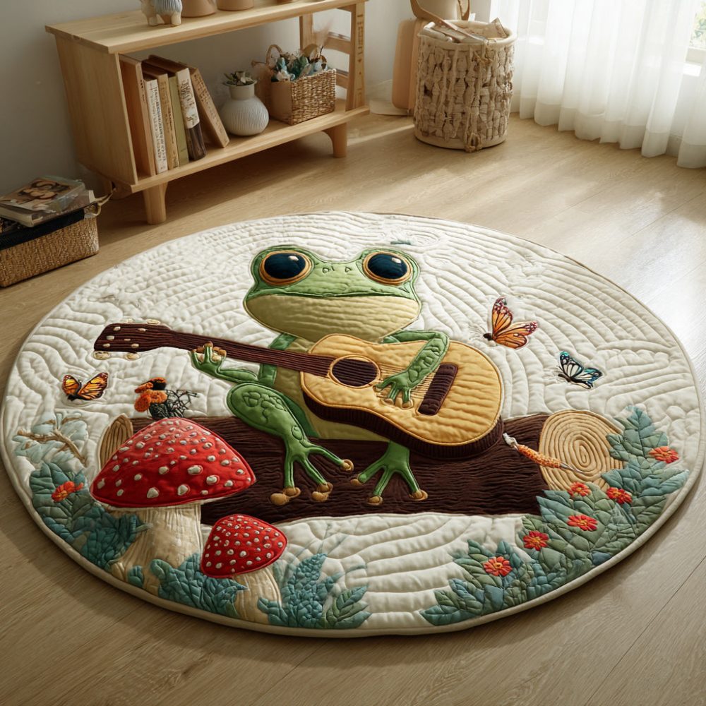 Singing Frog Quilted Round Mat
