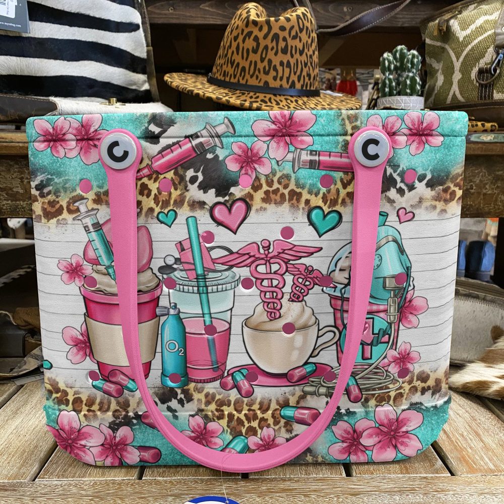 Vibrant Medical-Themed Tote Bag With Pink Floral Design – Unique Gift For Healthcare Professionals - Image 6