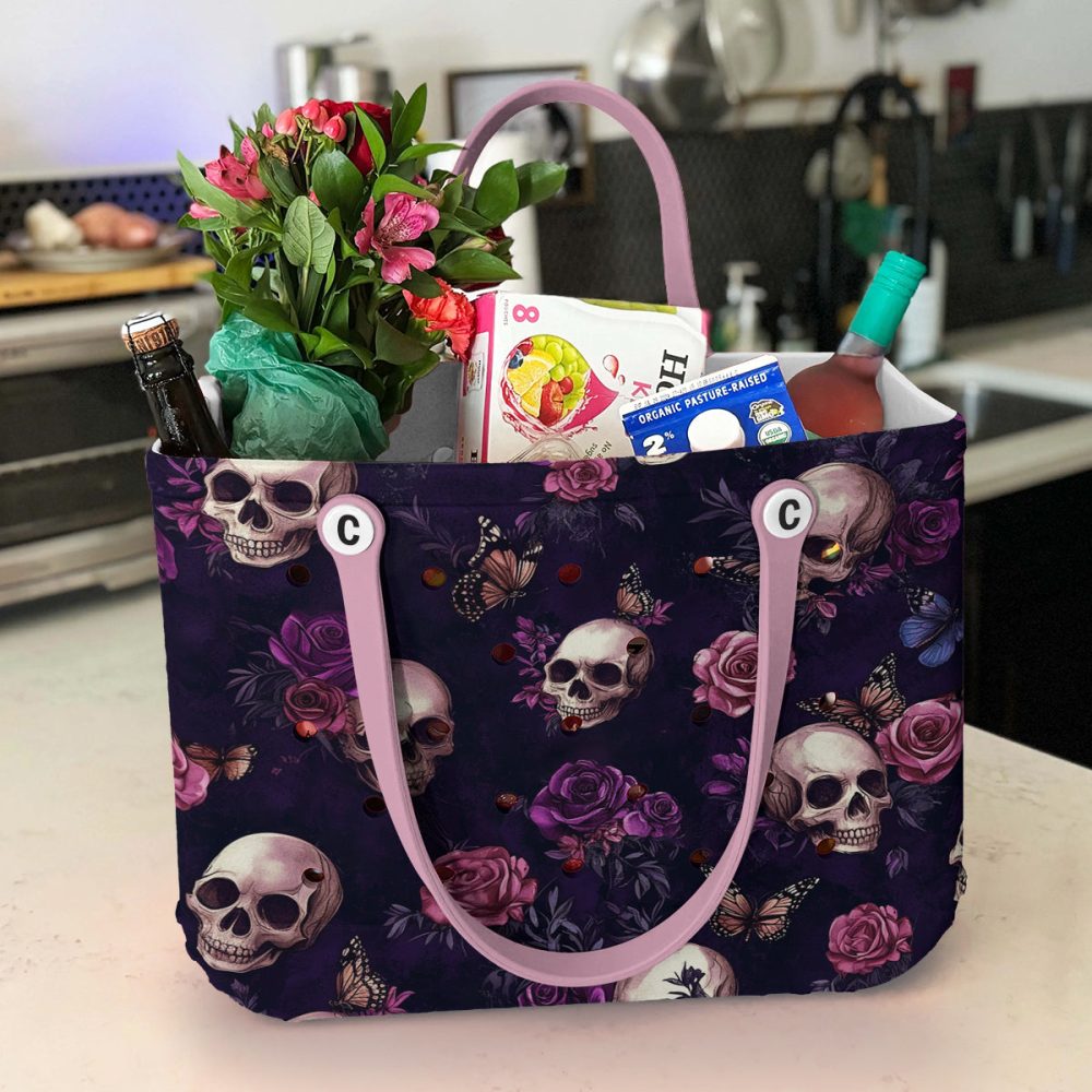 Bucket Tote Bag, Limited Edition Bogg Bag, Beach Bag Gothic Garden - Image 6