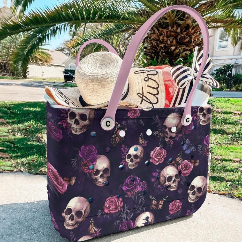 Bucket Tote Bag, Limited Edition Bogg Bag, Beach Bag Gothic Garden - Image 4