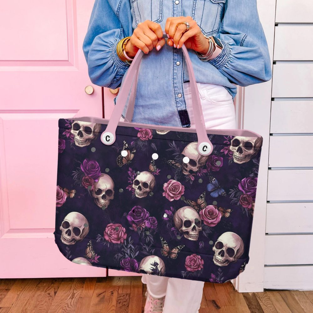 Bucket Tote Bag, Limited Edition Bogg Bag, Beach Bag Gothic Garden - Image 7