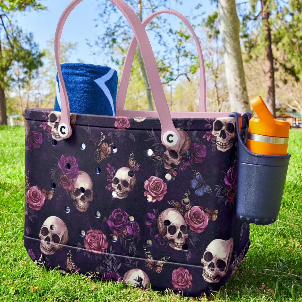 Bucket Tote Bag, Limited Edition Bogg Bag, Beach Bag Gothic Garden - Image 5