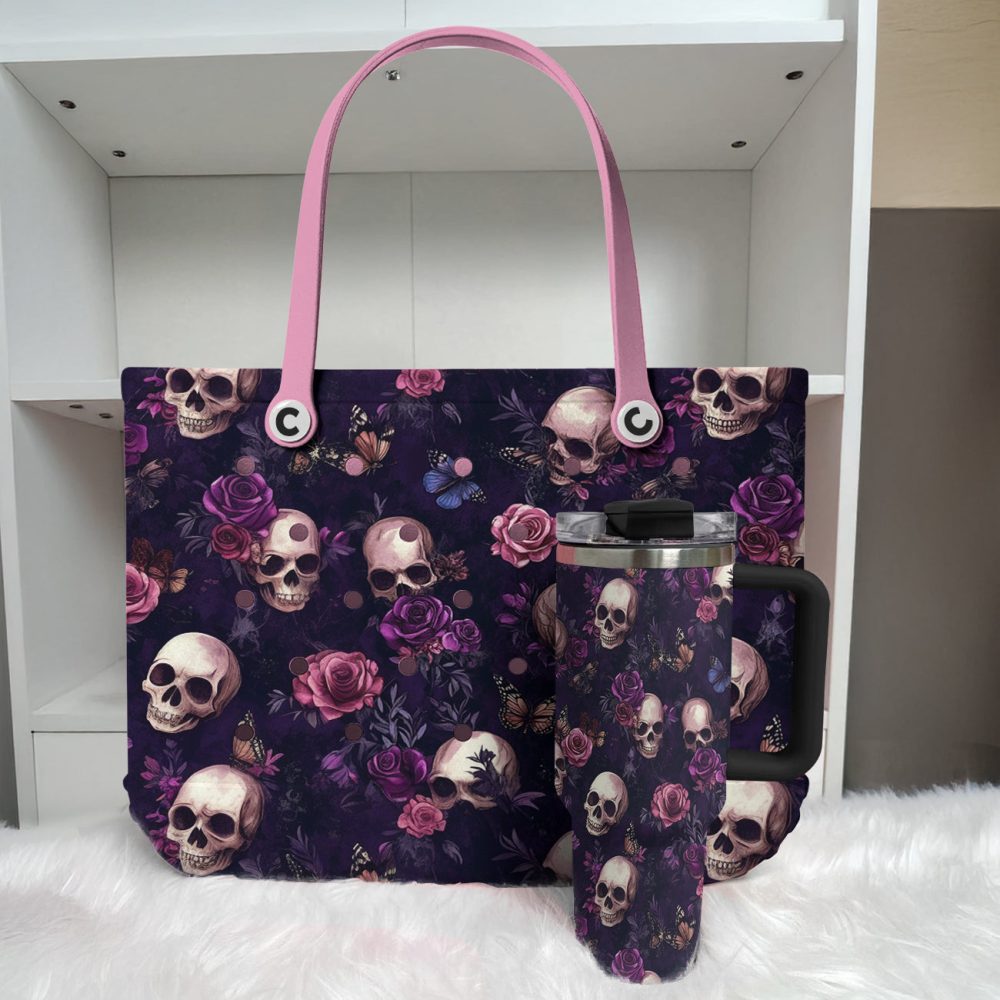 Bucket Tote Bag, Limited Edition Bogg Bag, Beach Bag Gothic Garden - Image 2