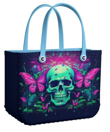 Bucket Tote Bag, Limited Edition Bogg Bag, Beach Bag Skull & Spectrum