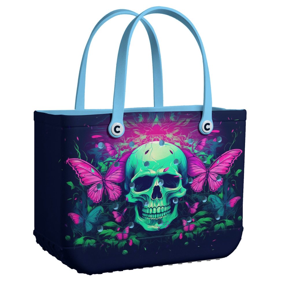 Bucket Tote Bag, Limited Edition Bogg Bag, Beach Bag Skull & Spectrum