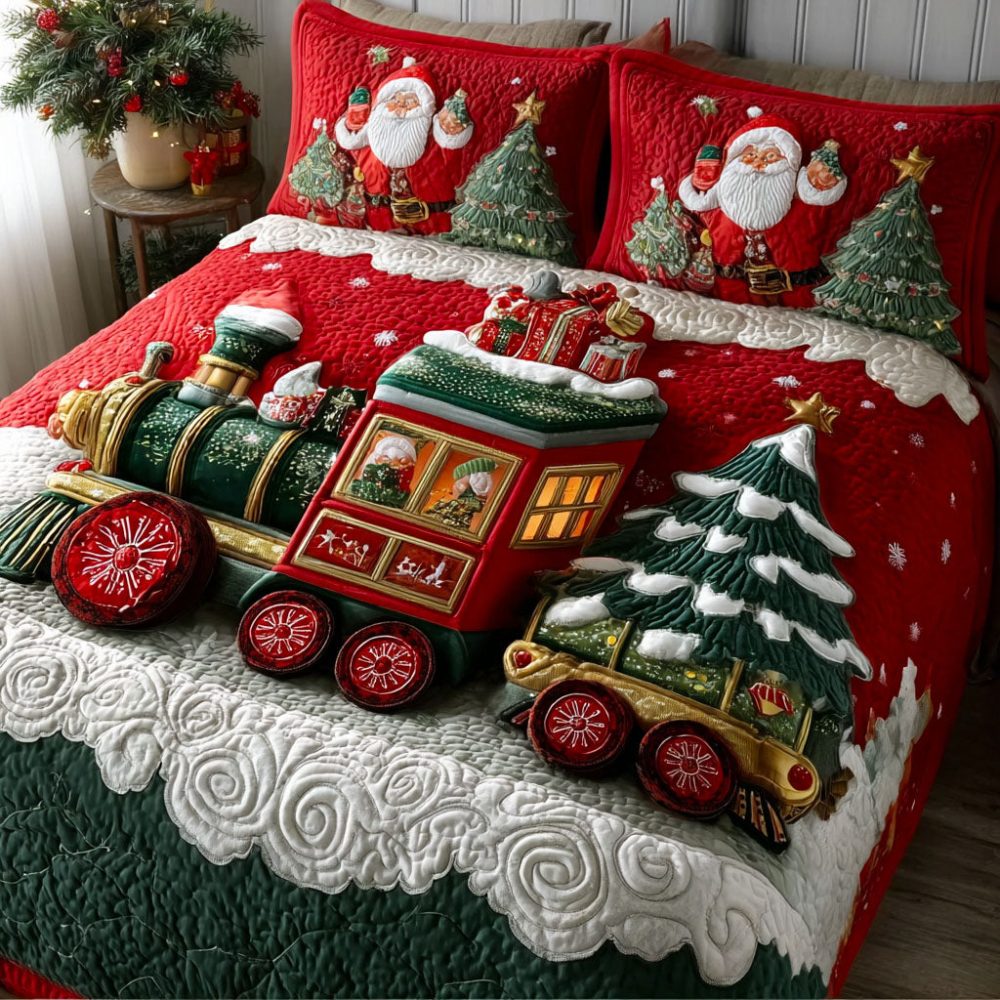 Sleigh-On-Rails 3-Piece Quilted Bedding Set