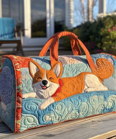 Smiling Corgi Quilted Duffle Bag