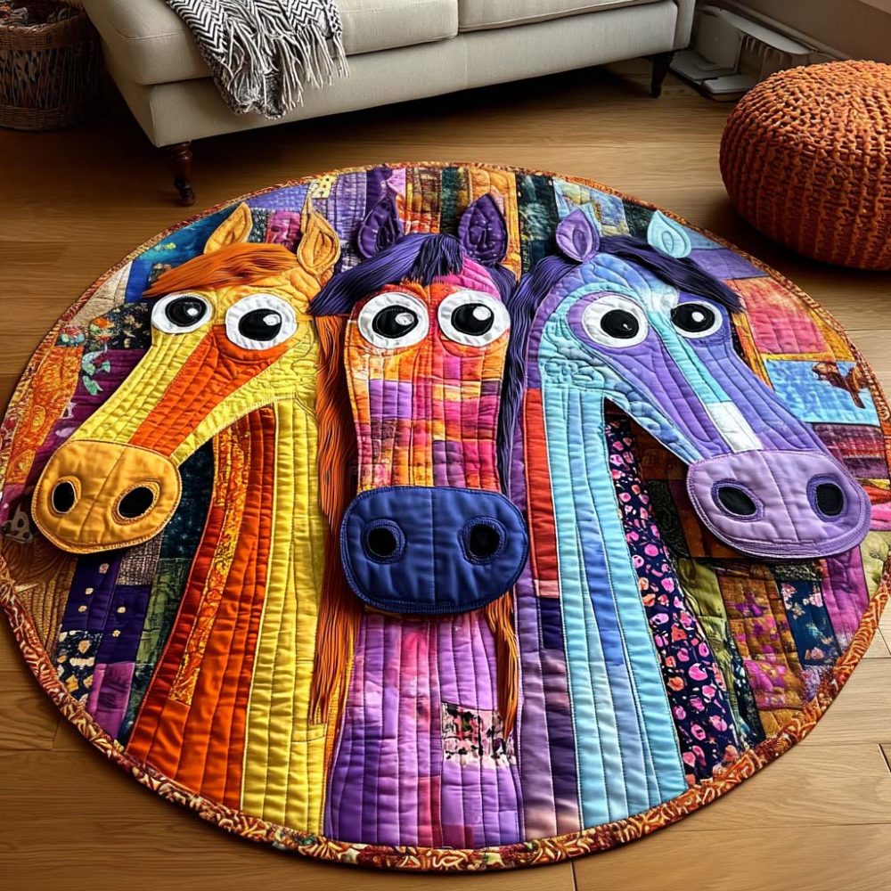 Smiling Herd Quilted Round Mat