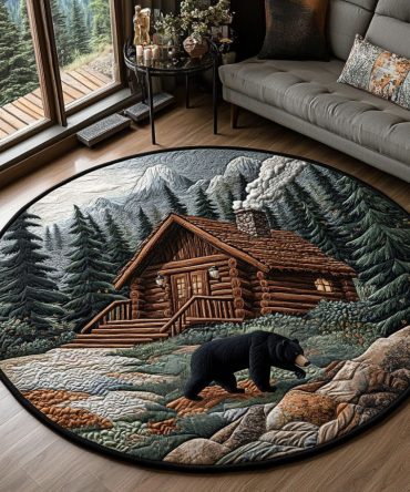 Smoky Bear Lodge Quilted Round Mat