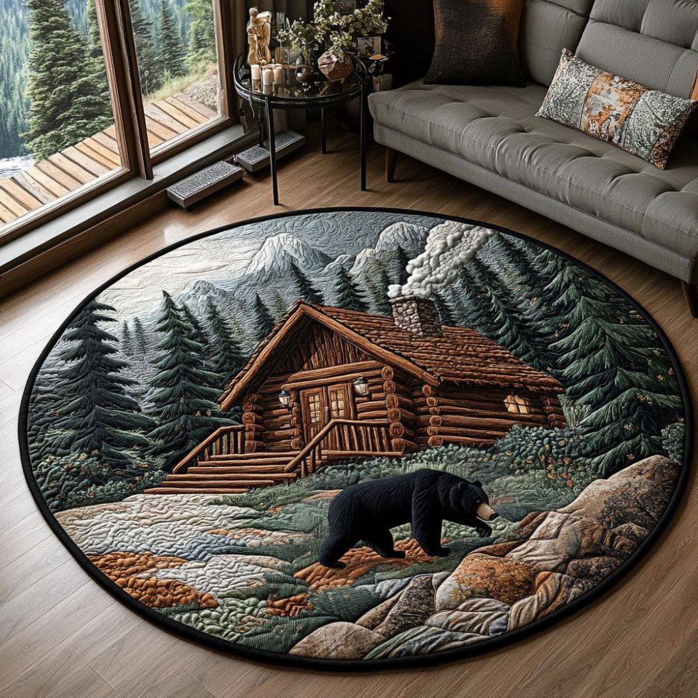Smoky Bear Lodge Quilted Round Mat