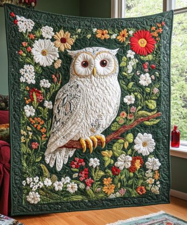 Snow Owl Quilted Blanket