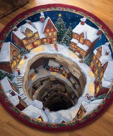 Snow Village Quilted Round Mat