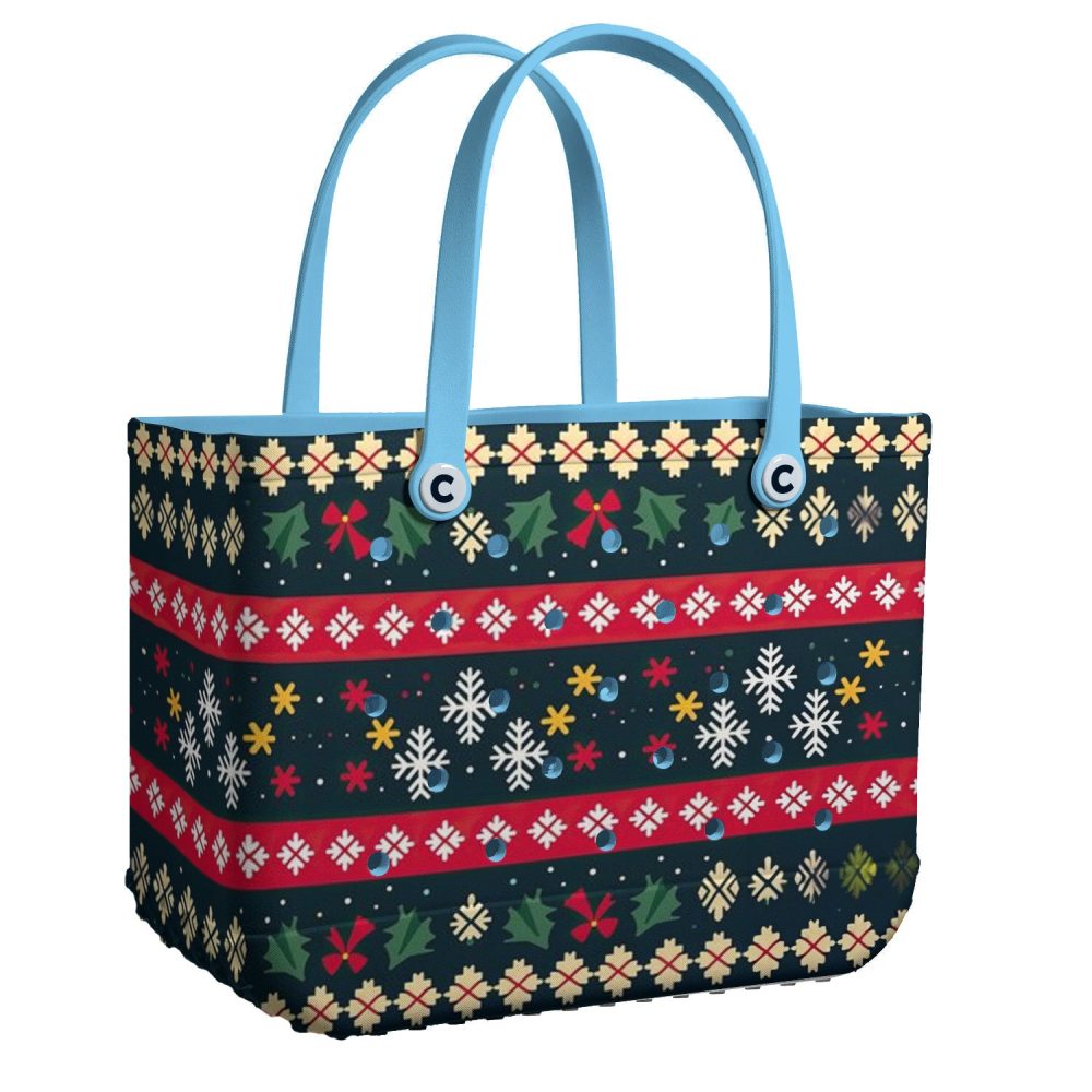 Bucket Tote Bag, Limited Edition Bogg Bag, Beach Bag Snowflake Adventure