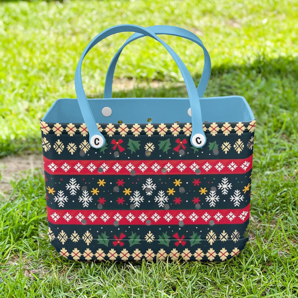 Bucket Tote Bag, Limited Edition Bogg Bag, Beach Bag Snowflake Adventure - Image 2