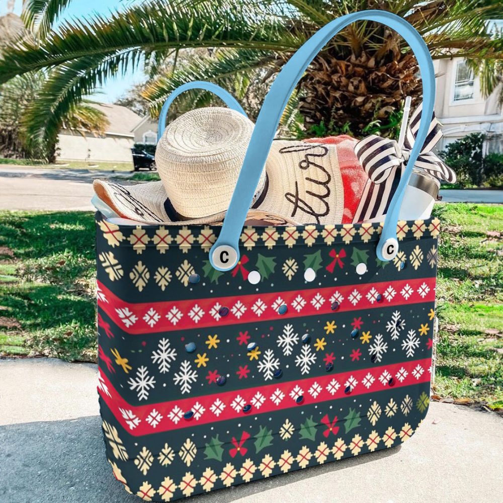 Bucket Tote Bag, Limited Edition Bogg Bag, Beach Bag Snowflake Adventure - Image 4