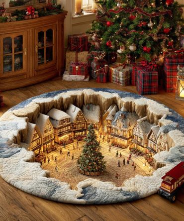 Snowflake Dream Field Quilted Round Mat