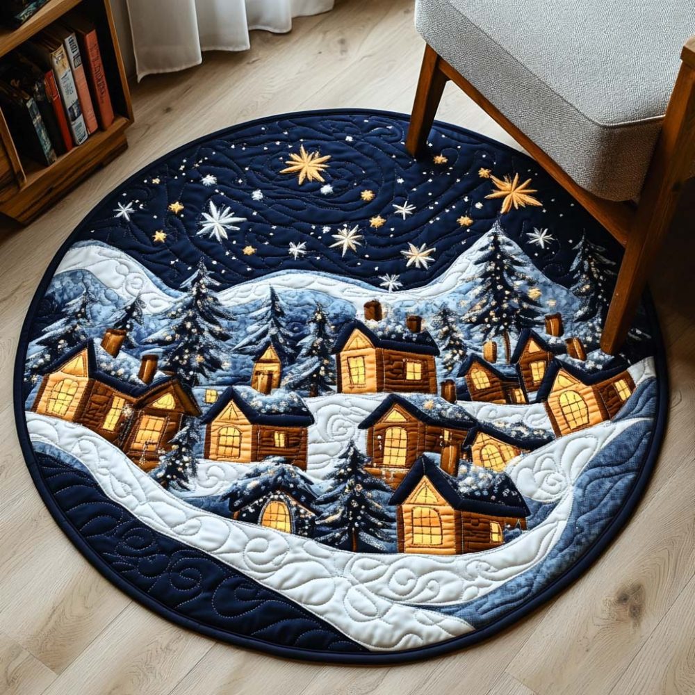 Snowflake Lodge Quilted Round Mat