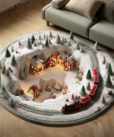 Snowflake Steam Line Quilted Round Mat
