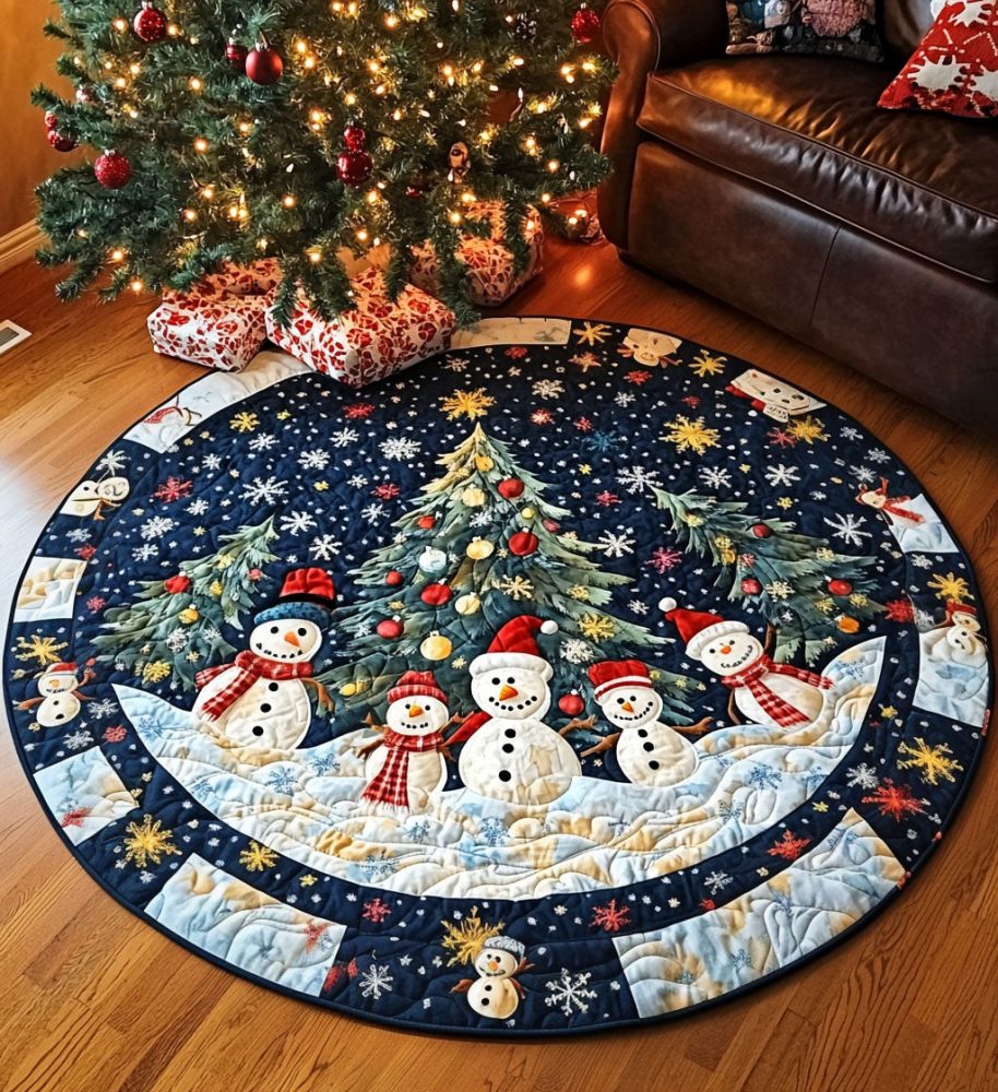 Snowflake Symphony Quilted Round Mat