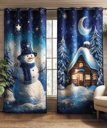 Snowland Cheer Snowman Quilted Curtains