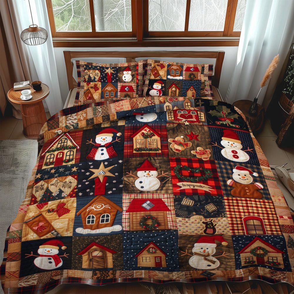 Snowman Jubilee 3-Piece Quilted Bedding Set
