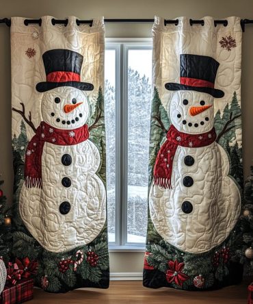 Snowman Delight Quilted Curtains
