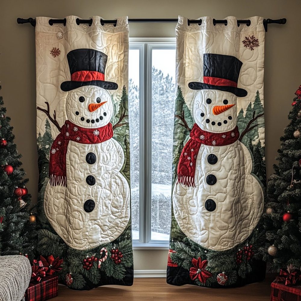 Snowman Delight Quilted Curtains
