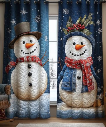 Snowman Delight Quilted Curtains