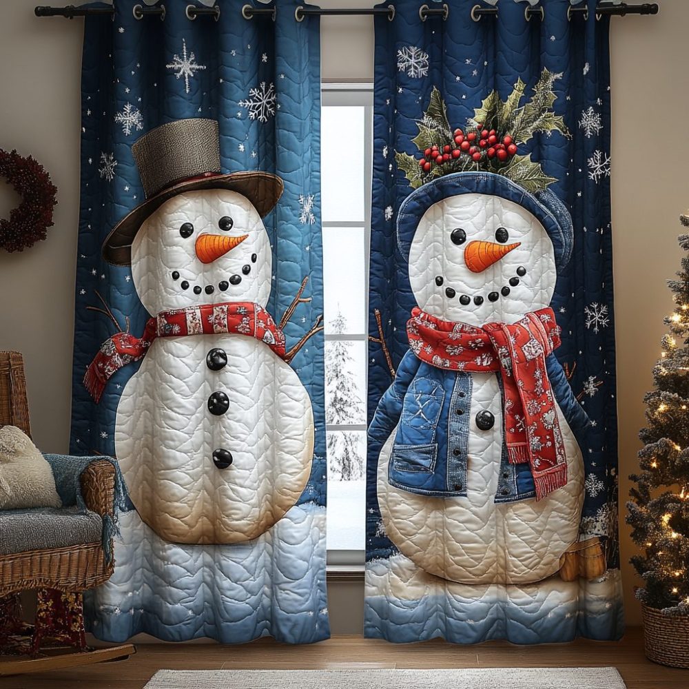 Snowman Delight Quilted Curtains