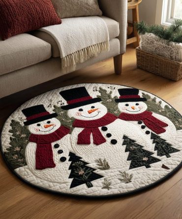 Snowman Delight Quilted Round Mat